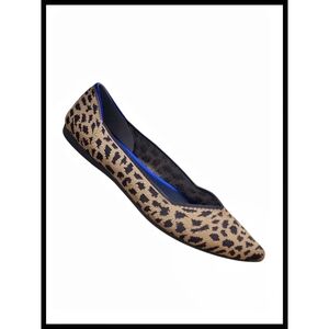 Rothy's The Point Washable Knit Ballet Flats Retired Leopard Animal Print Tan 8